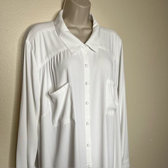 Torrid Madison Georgette Button Up Long Sleeve White Sheer Shirt Women Size 4X - Picture 3 of 16